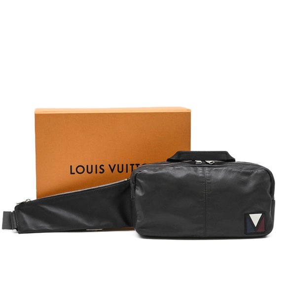 LOUIS VUITTON Fast Gaston V-Line Leather Shoulder Bag for Men in Asphalt Gray - Picture 1 of 10